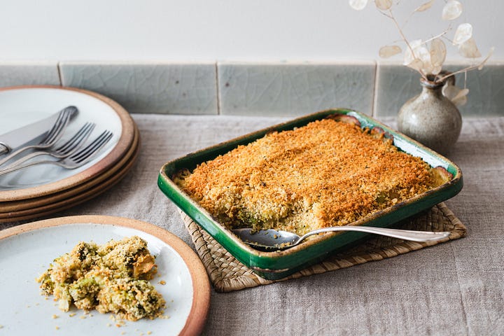 Roast Cauliflower Salad / Cauliflower Broccoli Crumble Bake