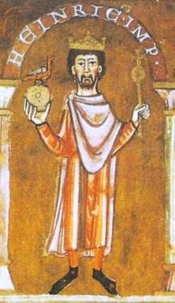 A miniature depicting a bearded man wearing a crown and holding a sceptre and an orb A miniature depicting a bearded man wearing a crown and holding a sceptre and an orb