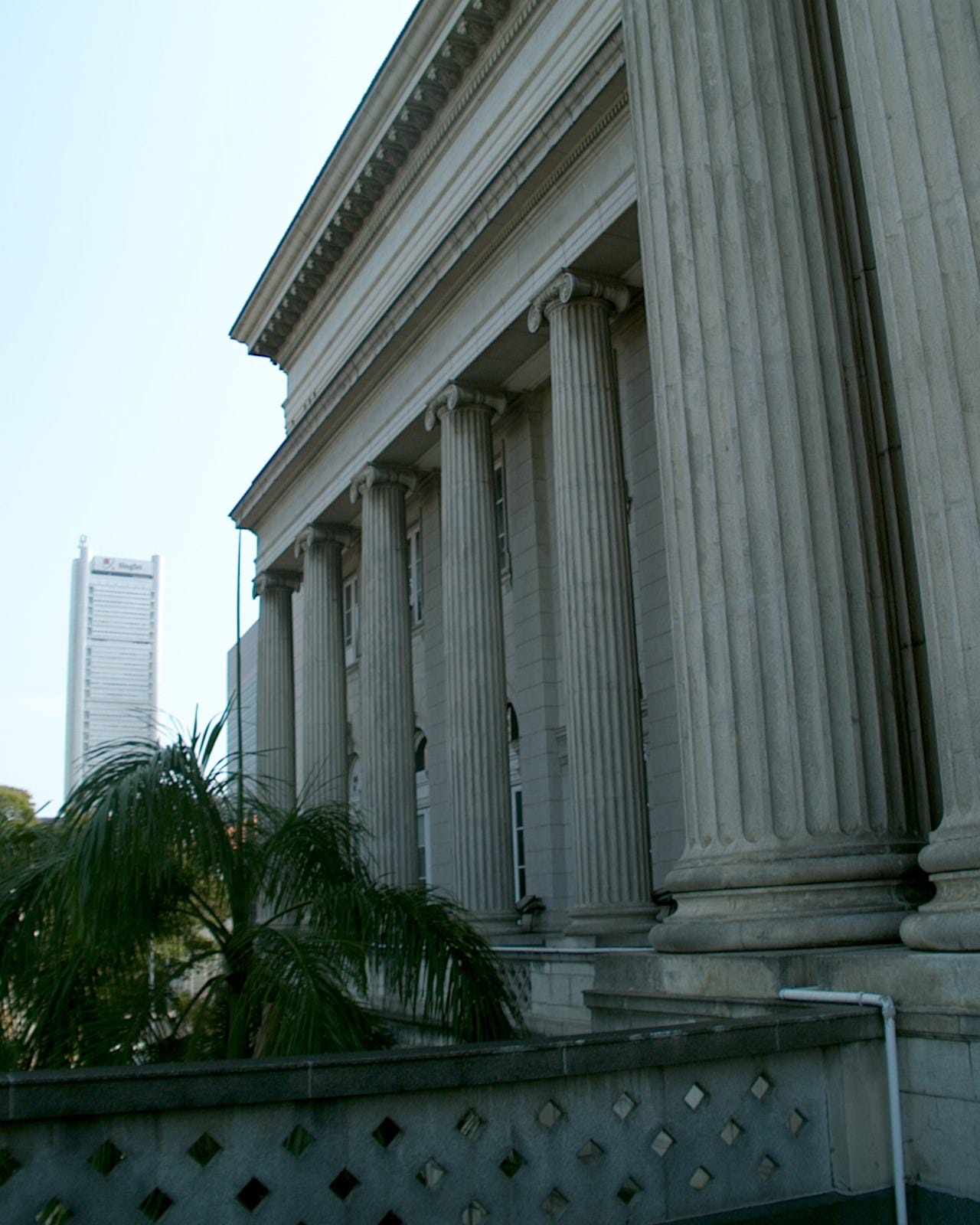 Columns on the facade of the Old Supreme Court Building, Singapore .