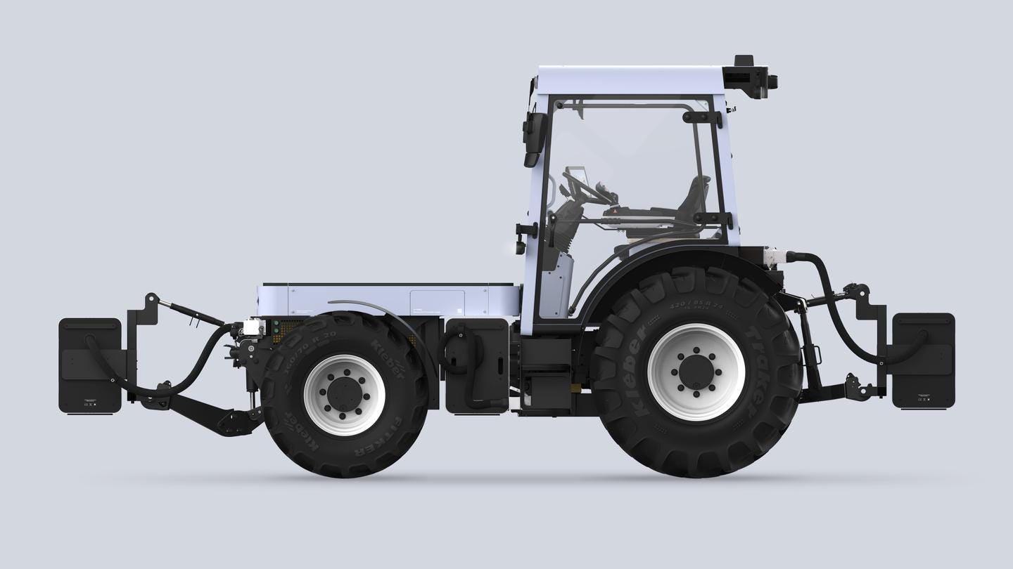 The ONOX electric tractor will have an internal battery plus the option to mount up to three more around the frame The ONOX electric tractor will have an internal battery plus the option to mount up to three more around the frame