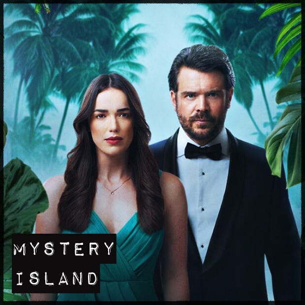 The stars of Mystery Island staring pensively into the camera