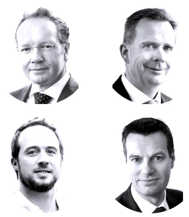 Topicus Inc Senior Management: Robin van Poelje (top left), Han Knooren (top right), Daan Dijkhuizen (bottom left), Ramon Zanders (bottom right)