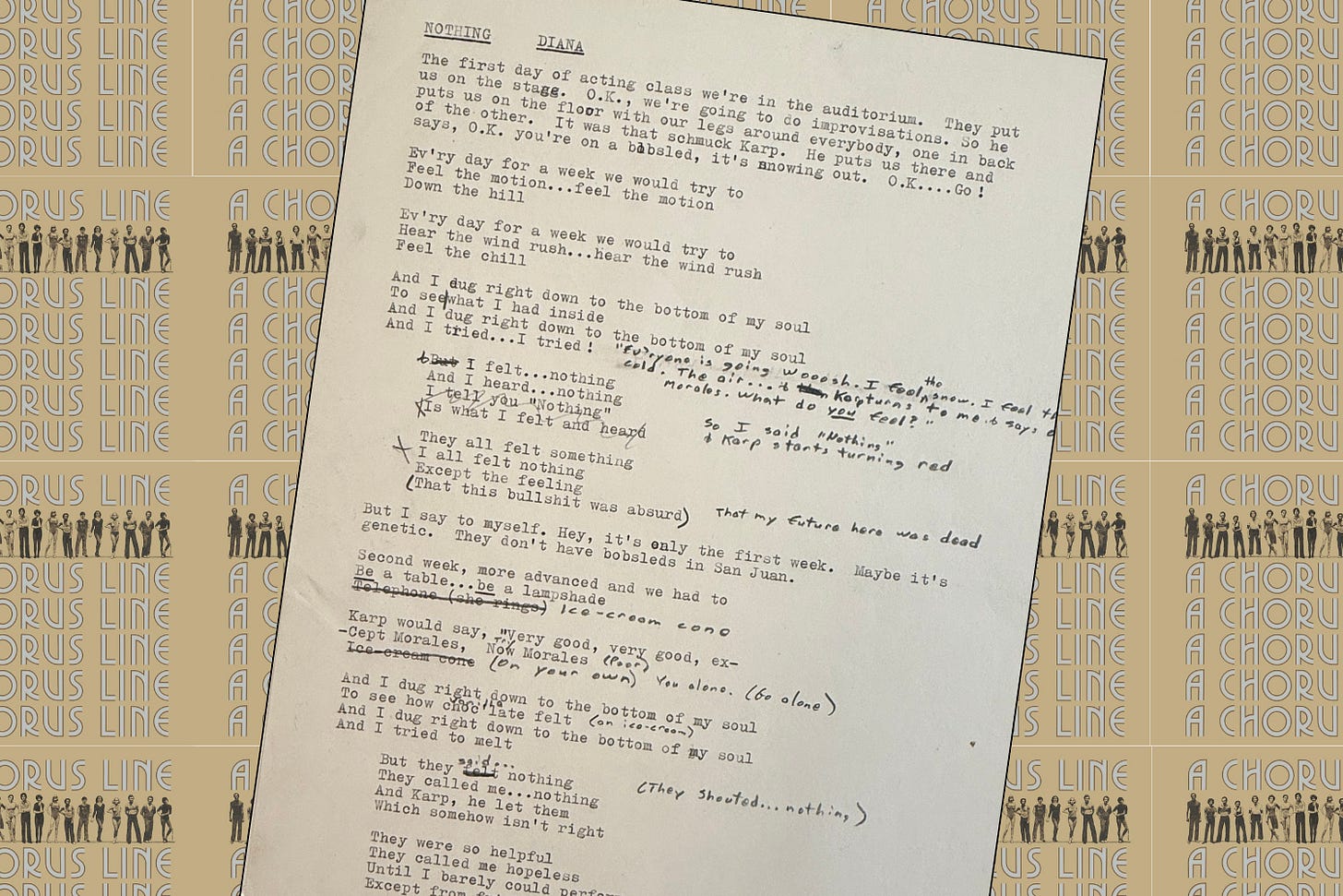 libretto from "A Chorus Line" libretto from "A Chorus Line"