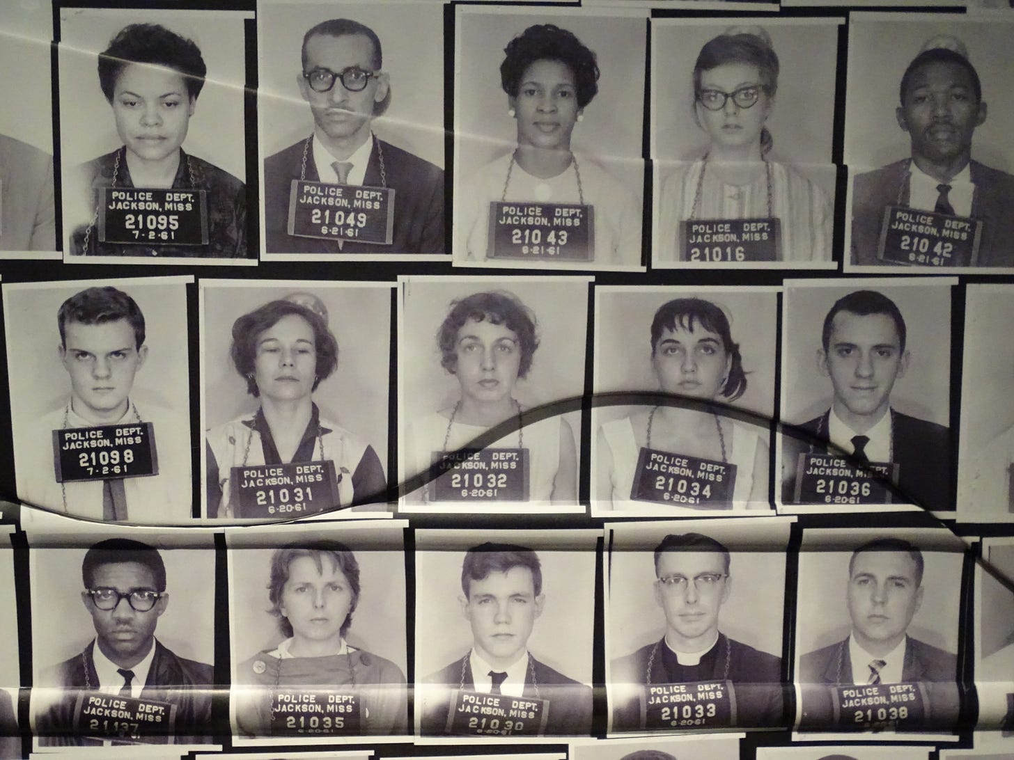 Mugshots of Freedom Riders, as displayed at the Center for Civil and Human Rights in Atlanta, Georgia