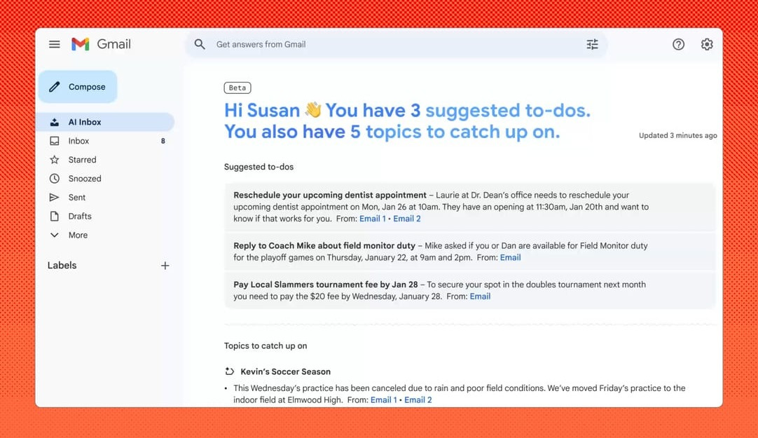 Gmail adds an AI inbox to help you not read all that
