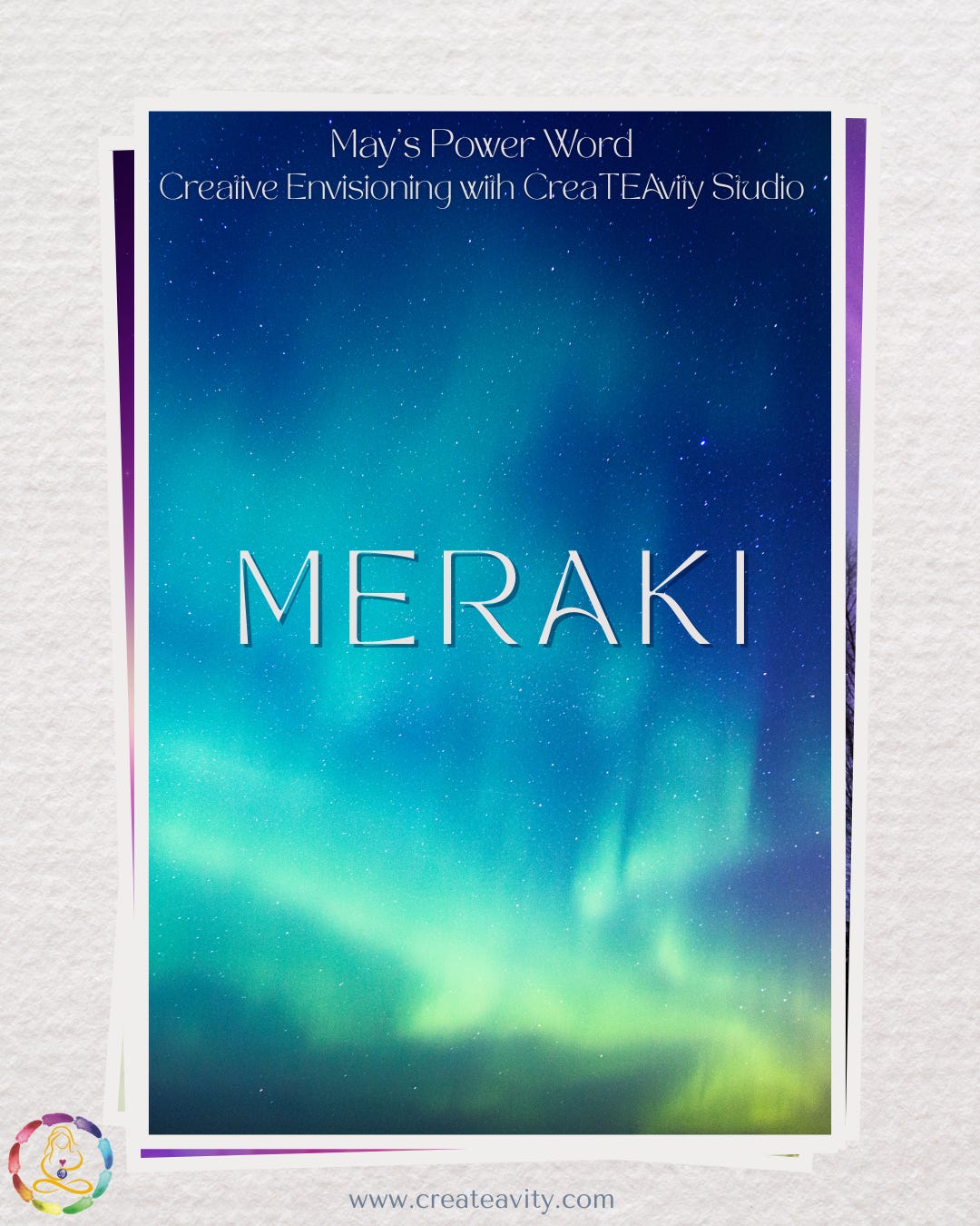 Meraki - May's power word - aurora borealis night sky in blue - CreaTEAvity Studio