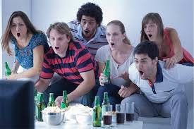 Excited people watching tv Stock Photos ...