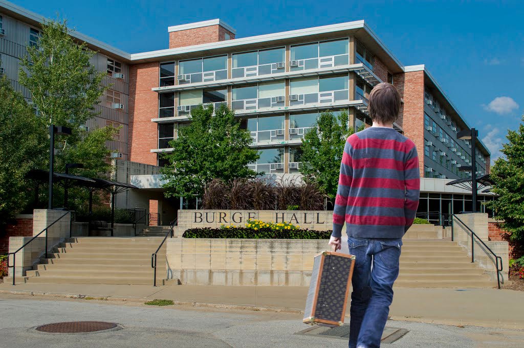 student at burge residence hall