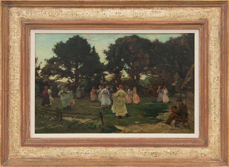 'Meidans (Wolfheze)' 1906 - olieverf op paneel: Johannes Akkeringa (Lot 49, Fischer's Auction, Ede)
