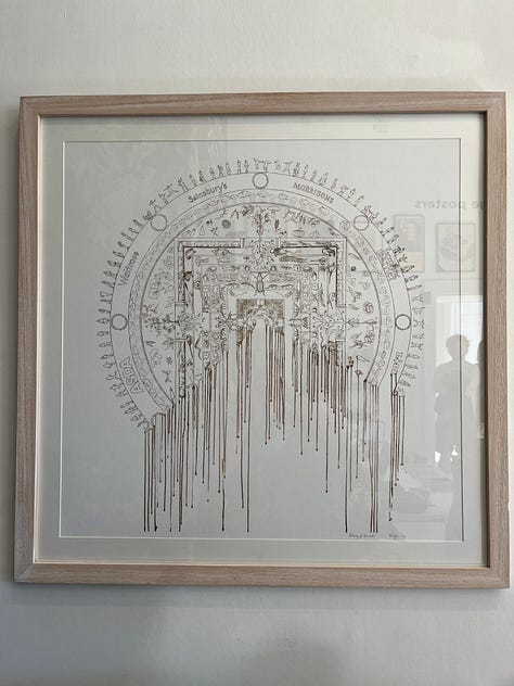 1. Natalie Taylor -- Alchemy of Soil / drawing; 2. Potentially Natalie Taylor / drawing of fingerprint as geologic formation; 3. Wilhelmina Barns-Graham -- September Orkney / gouache on paper.