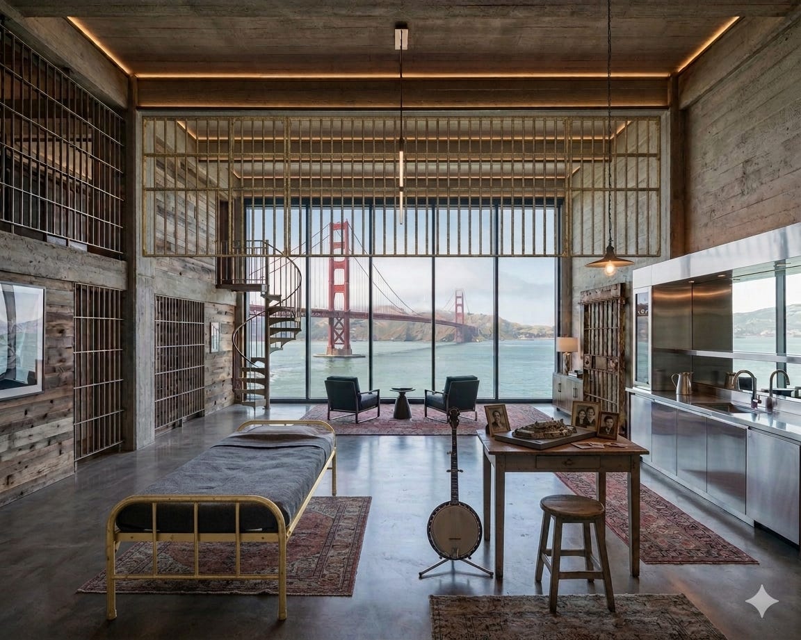 Democrats endorse Alcatraz prison plan, insist funding include a very nice room for someone, ready by Jan. 21, 2029