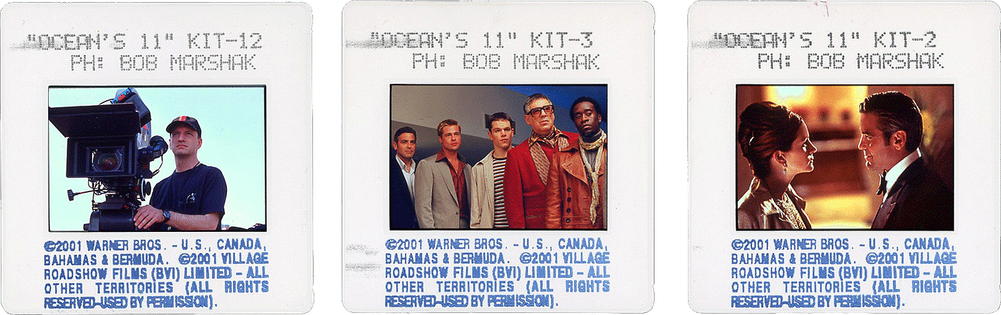 OCEAN'S ELEVEN slides; courtesy of Warner Bros, Photos by Bob Marshak. OCEAN'S ELEVEN slides; courtesy of Warner Bros, Photos by Bob Marshak.