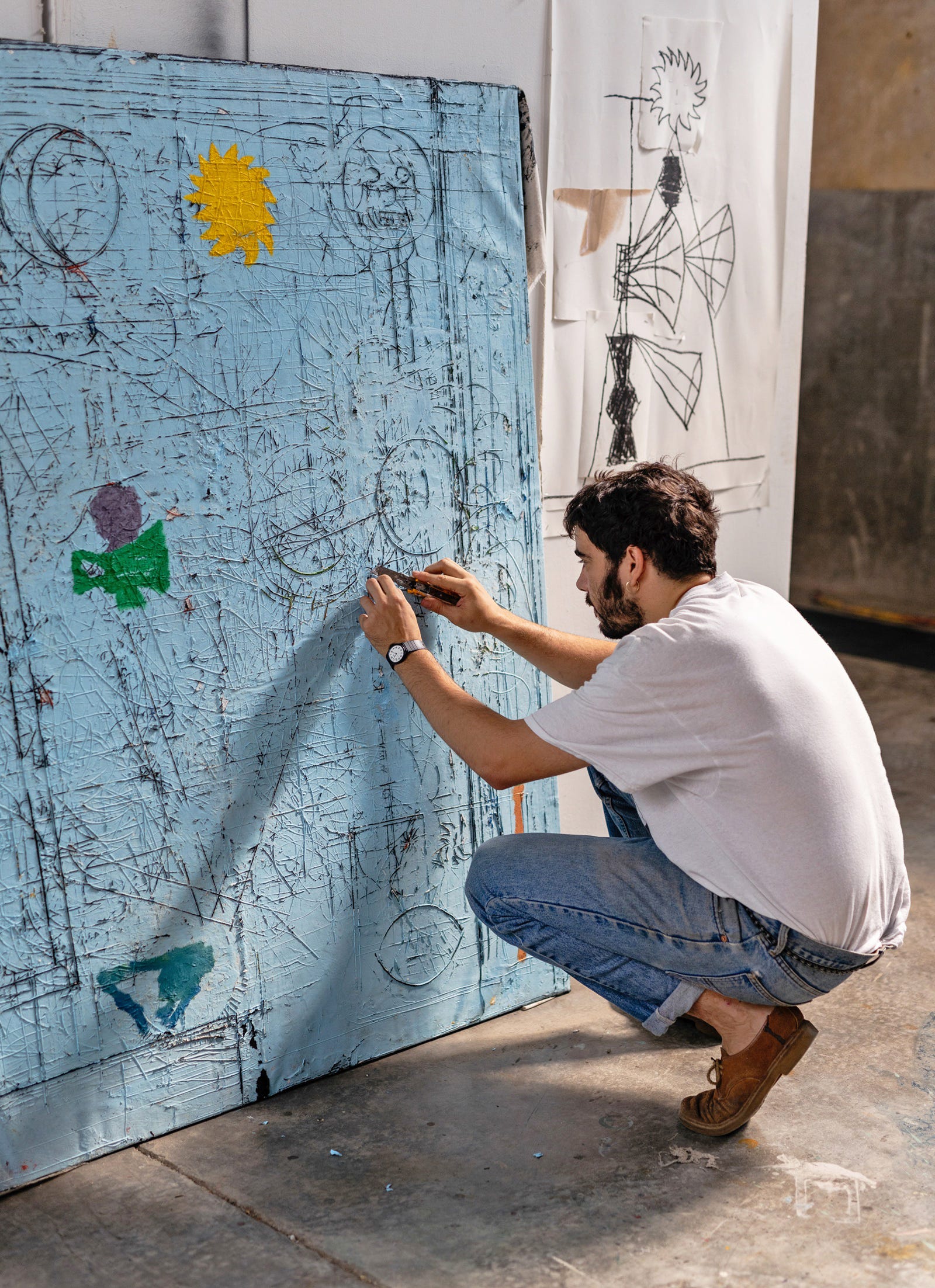 Eloy Arribas Scratches Into Wax Moulds to Make His Paintings