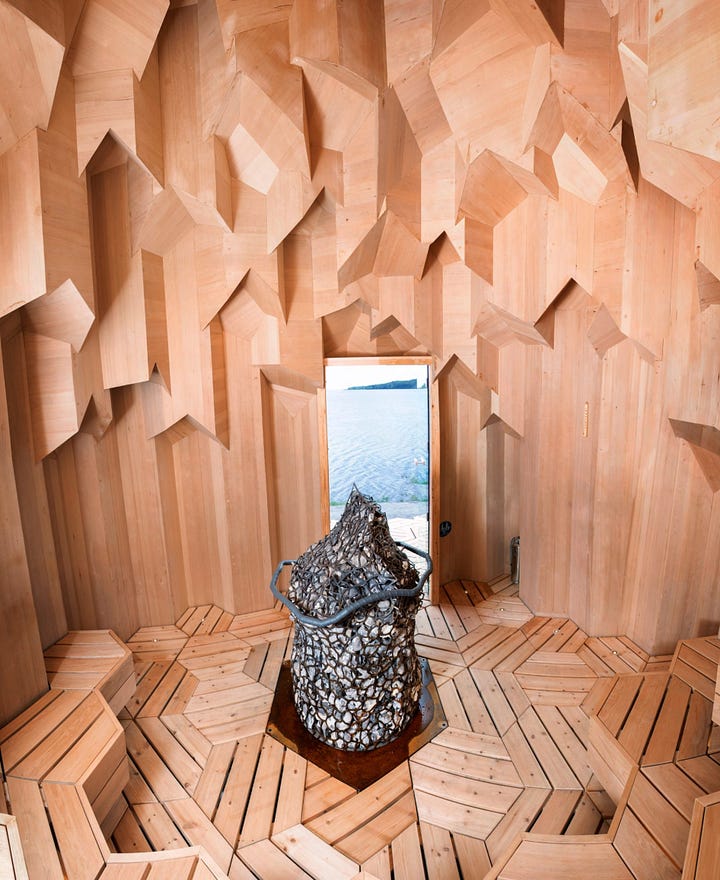 A crystal-inspired sauna in Sweden