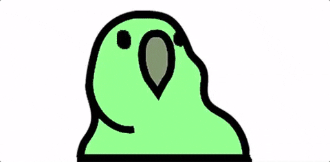 A multicolored cartoon parrot bobbing its head ad infinitum.