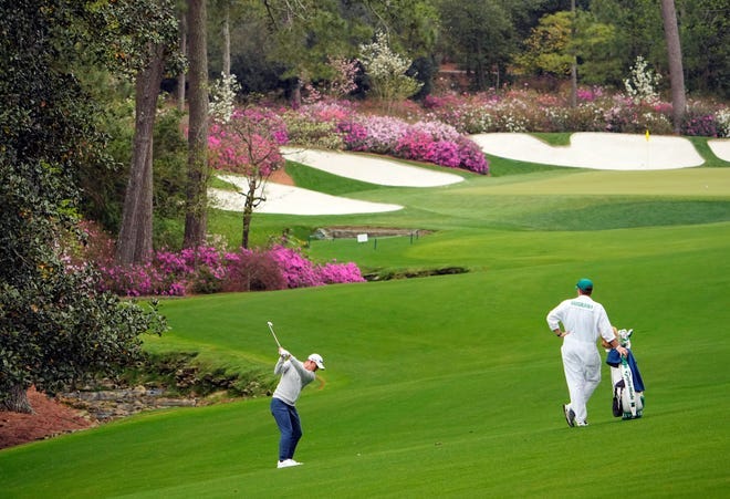 Apr 5, 2022; Augusta, Georgia, USA; Collin Morikawa hits to the no. 13 green during a practice round of The Masters golf tournament at Augusta National Golf Club. Mandatory Credit: Adam Cairns-Augusta Chronicle/USA TODAY Network Apr 5, 2022; Augusta, Georgia, USA; Collin Morikawa hits to the no. 13 green during a practice round of The Masters golf tournament at Augusta National Golf Club. Mandatory Credit: Adam Cairns-Augusta Chronicle/USA TODAY Network