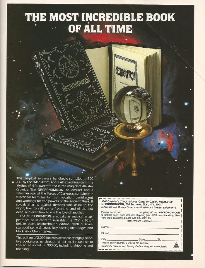 Necronomicon' Advertisement, 1980
