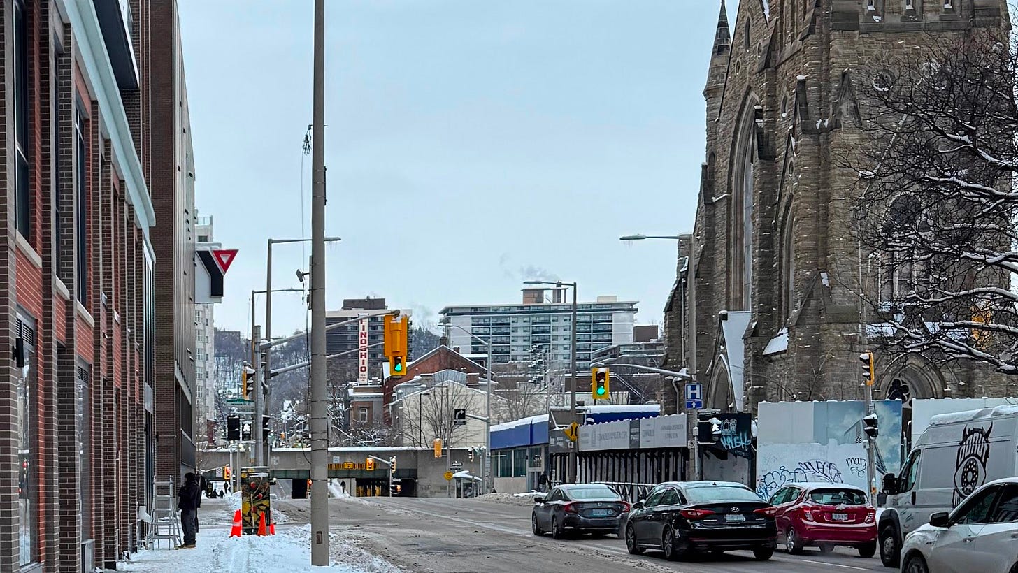 James Street South during January 2026 snowfall James Street South during January 2026 snowfall