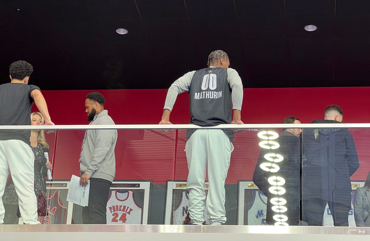 Bennedict Mathurin got a rare moment to himself between interviews at All-Star weekend.