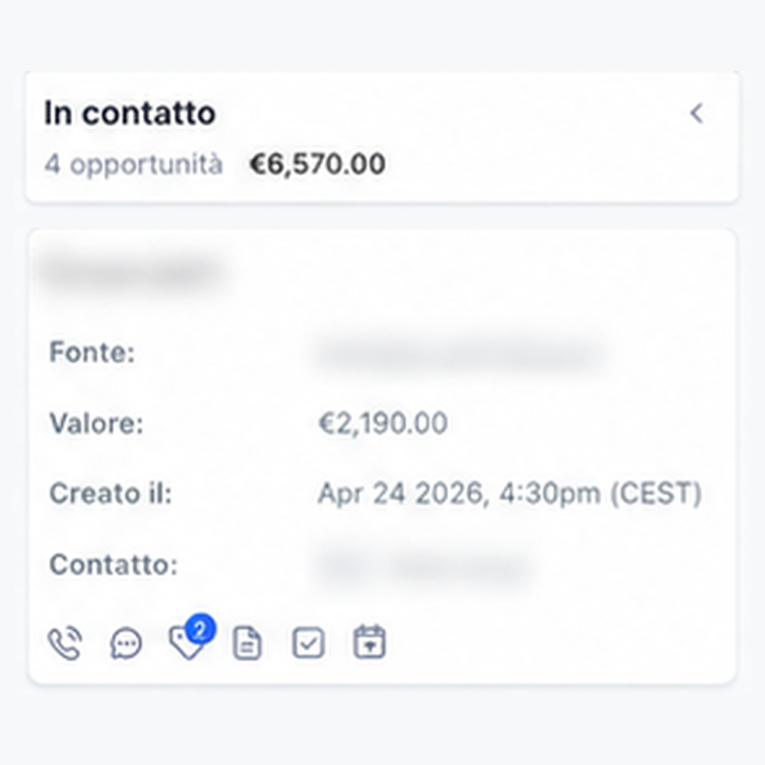 Trattativa da 2.190 euro creata il 24 aprile dentro la colonna In contatto da 6.570 euro