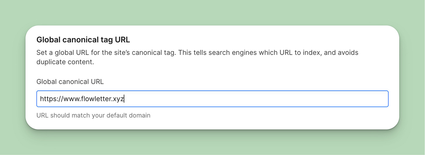Setting a Global canonical URL in Webflow