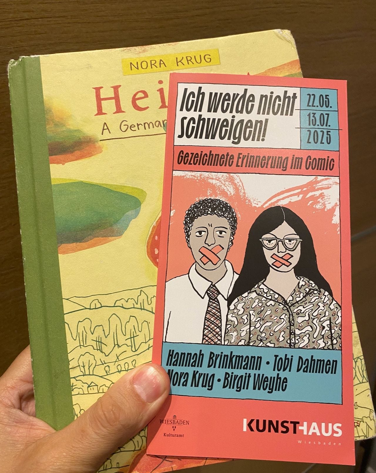 Exhibition pamphlet alongside Nora Krug’s Heimat. Krug’s work was also featured in the exhibition I visited in July.