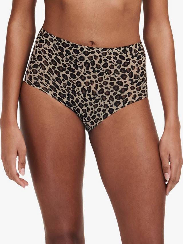 Product image 1 of 5, which shows Chantelle Soft Stretch High Waist Knickers, Leopard Print, One Size