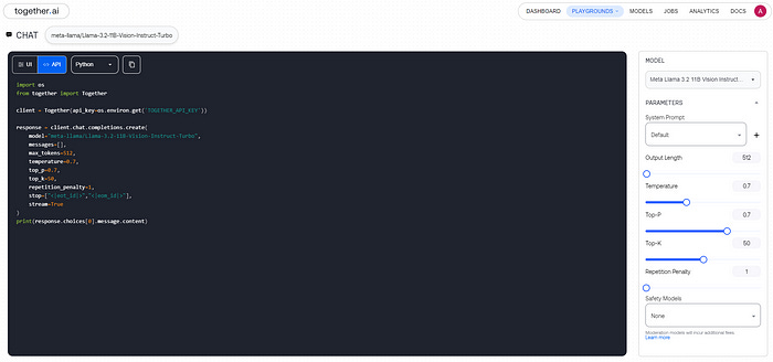 Llama 3.2 API Setup — Screenshot