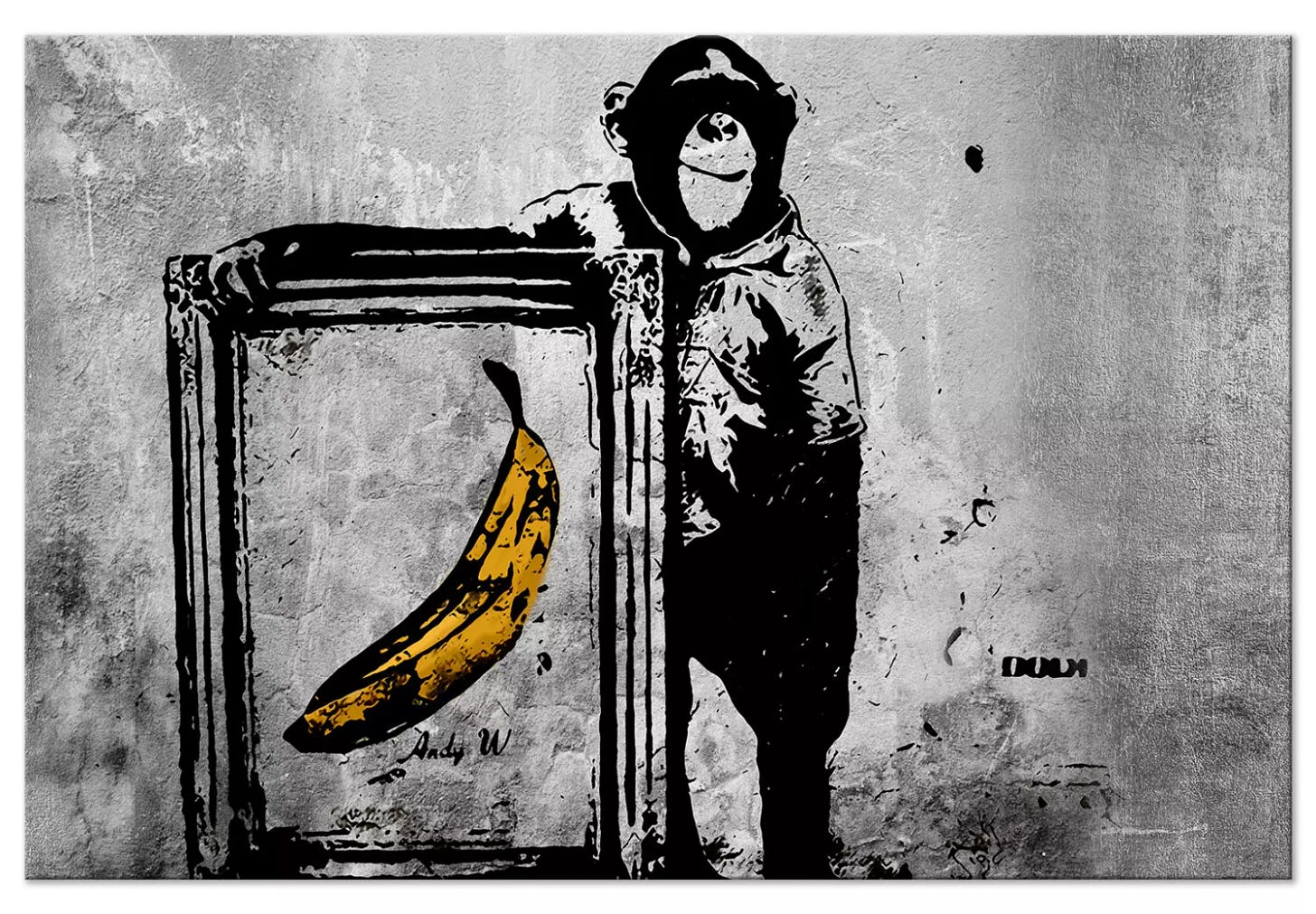 XXL canvas print Banksy: Monkey with Frame [Large Format] - bimago
