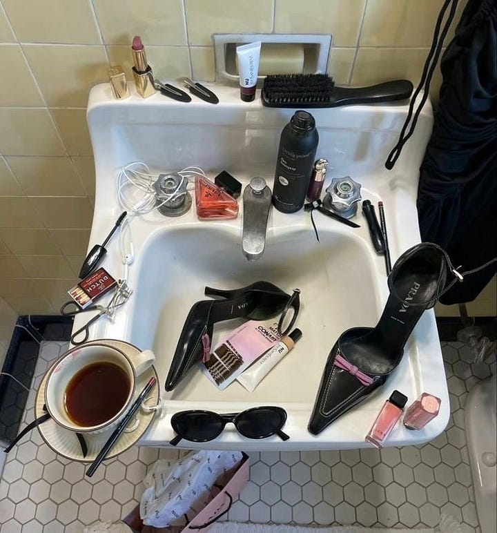 sink with makeup products