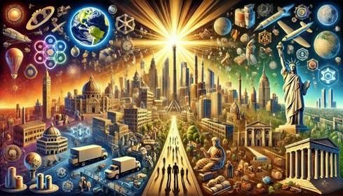 A large city with many buildings and a bright sun

AI-generated content may be incorrect.