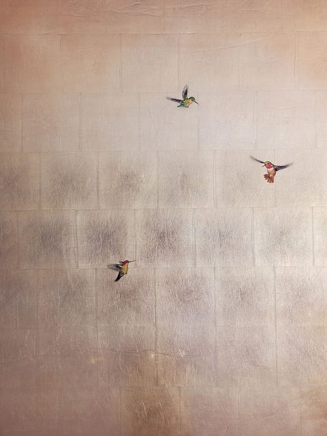 Collection of photos of paintings, art, ceramics, and a sweater.