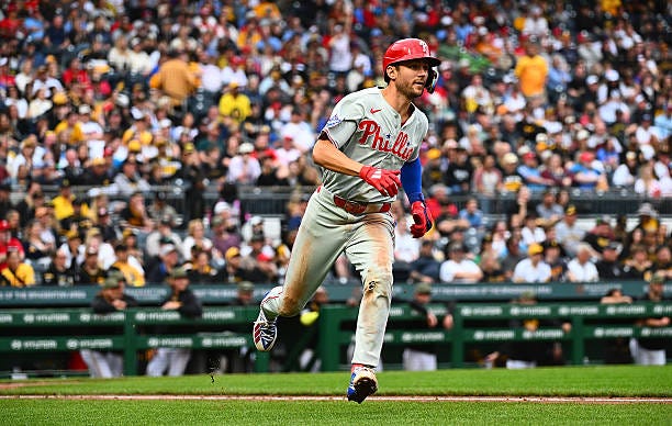 Trea Turner of the Philadelphia Phillies in action during the game against the Pittsburgh Pirates at PNC Park on May 16, 2026 in Pittsburgh,... Trea Turner of the Philadelphia Phillies in action during the game against the Pittsburgh Pirates at PNC Park on May 16, 2026 in Pittsburgh,...