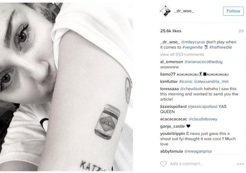 miley cyrus vegemite new tattoo for liam hemsworth 2016 miley cyrus vegemite new tattoo for liam hemsworth 2016