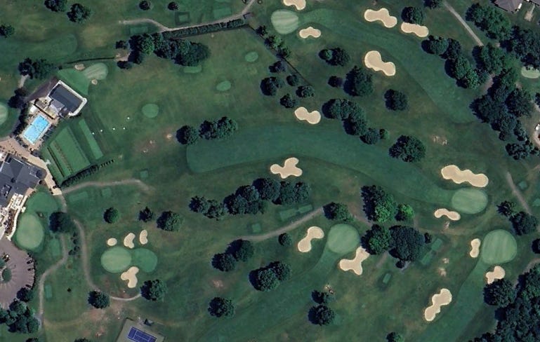 Country Club of Lansing 1st hole, before and after