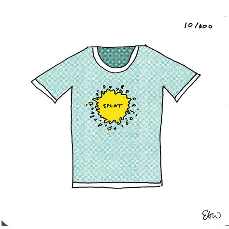 Nine more t-shirt thumbnail sketches.