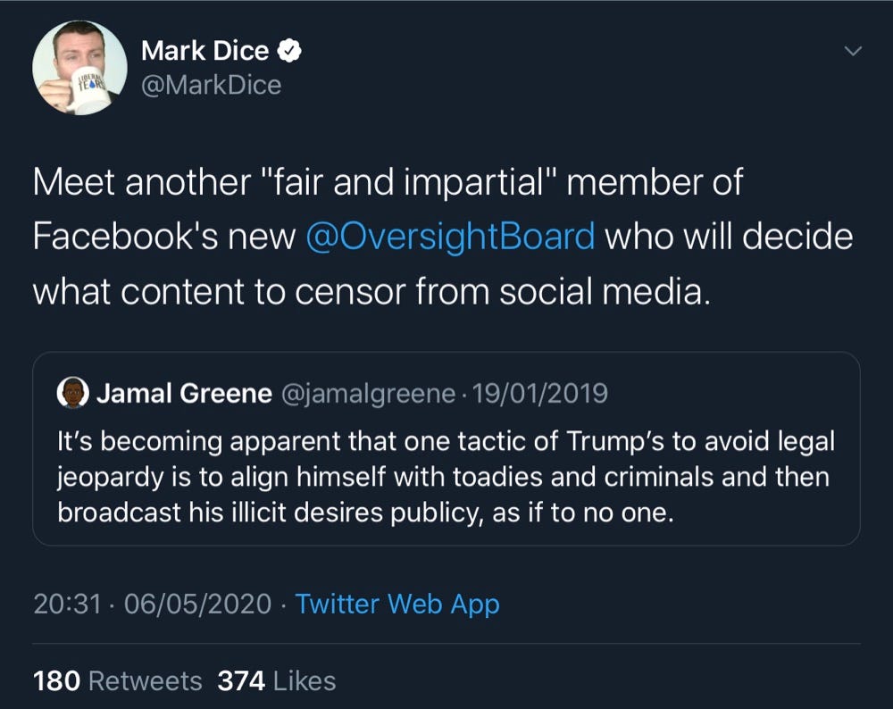 Jamal Greene accused President Trump of aligning himself with “toadies and criminals” (Twitter - @MarkDice, @jamalgreene)