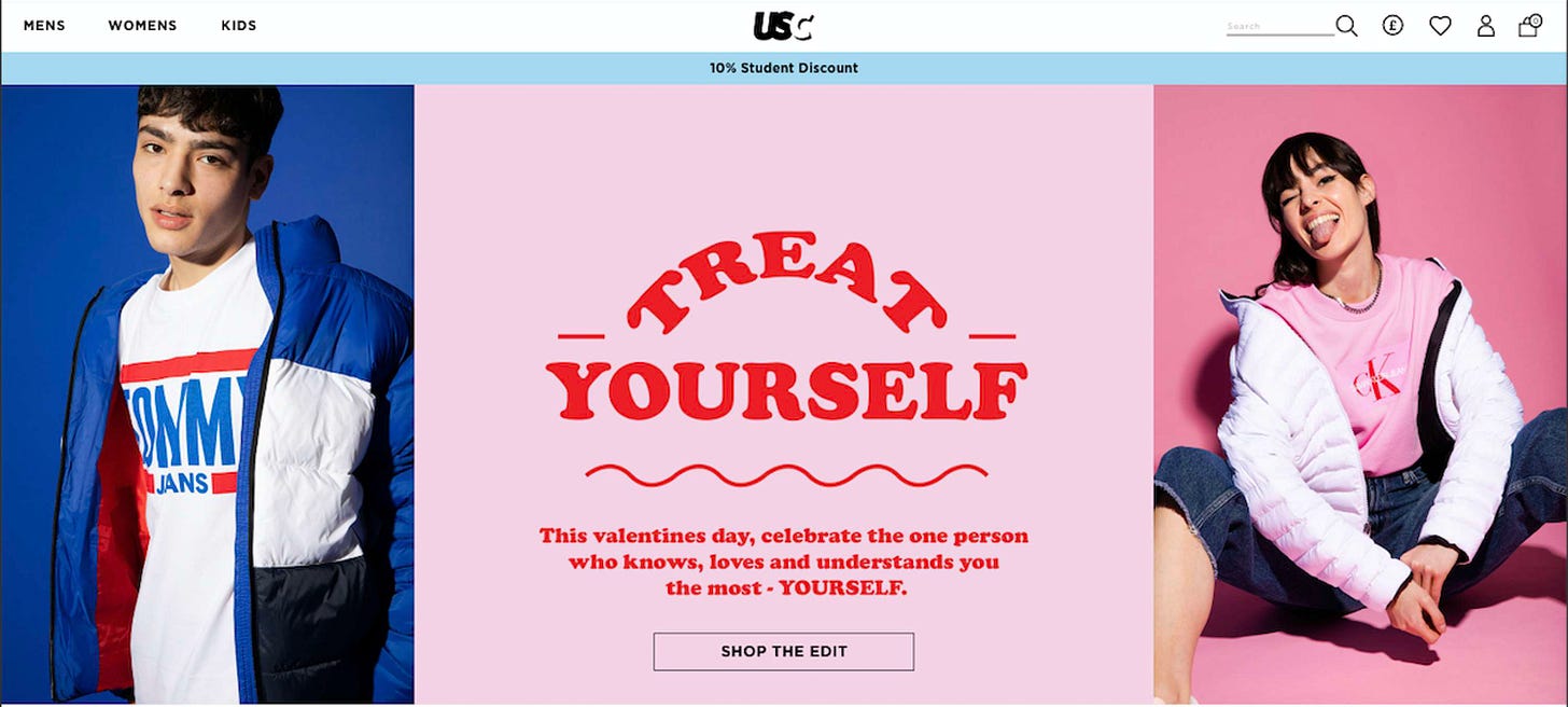 'Treat Yourself' Valentines day campaign by Juliette Foxx