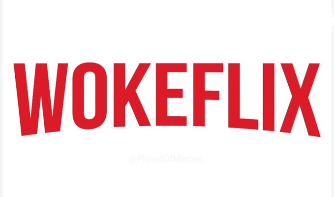 Red text reading "WOKEFLIX" in a bold, uppercase font, styled to mimic the Netflix logo design.