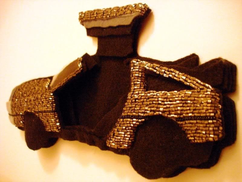 beaded Back to the Future Trilogy 2008 DeLorean car pop art bead embroidery beaded Back to the Future Trilogy 2008 DeLorean car pop art bead embroidery