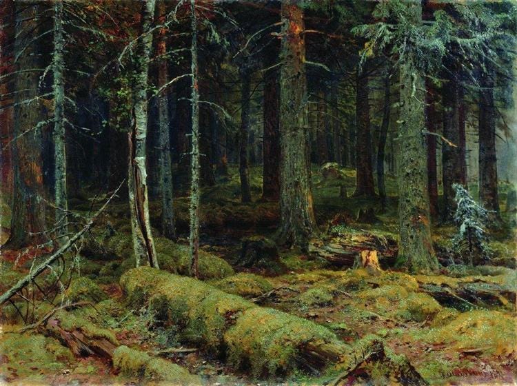Painting of a forest Painting of a forest