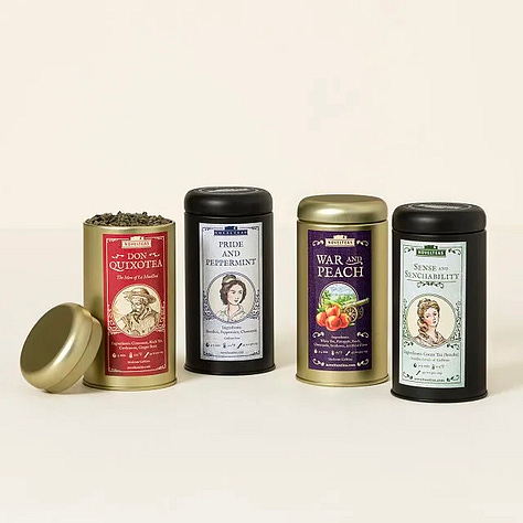Literary inspired tea tins