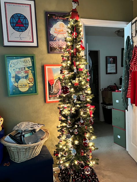 images of Christmas trees and other Christmas decorations