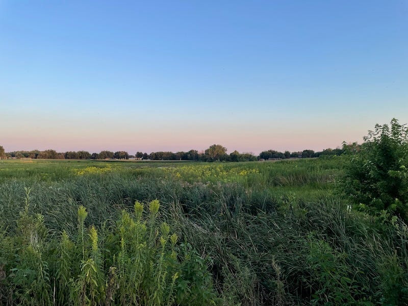 A sunset view of Dordt's Prairie