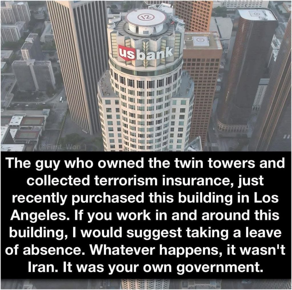 A general view of the US Bank building in Los Angeles, with modern office buildings in the background.