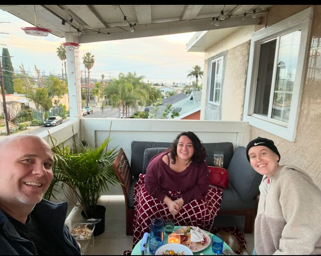 Pato, Karla, and Fi enjoying time together outdoors in Los Angeles before the fires. Pato, Karla, and Fi enjoying time together outdoors in Los Angeles before the fires.