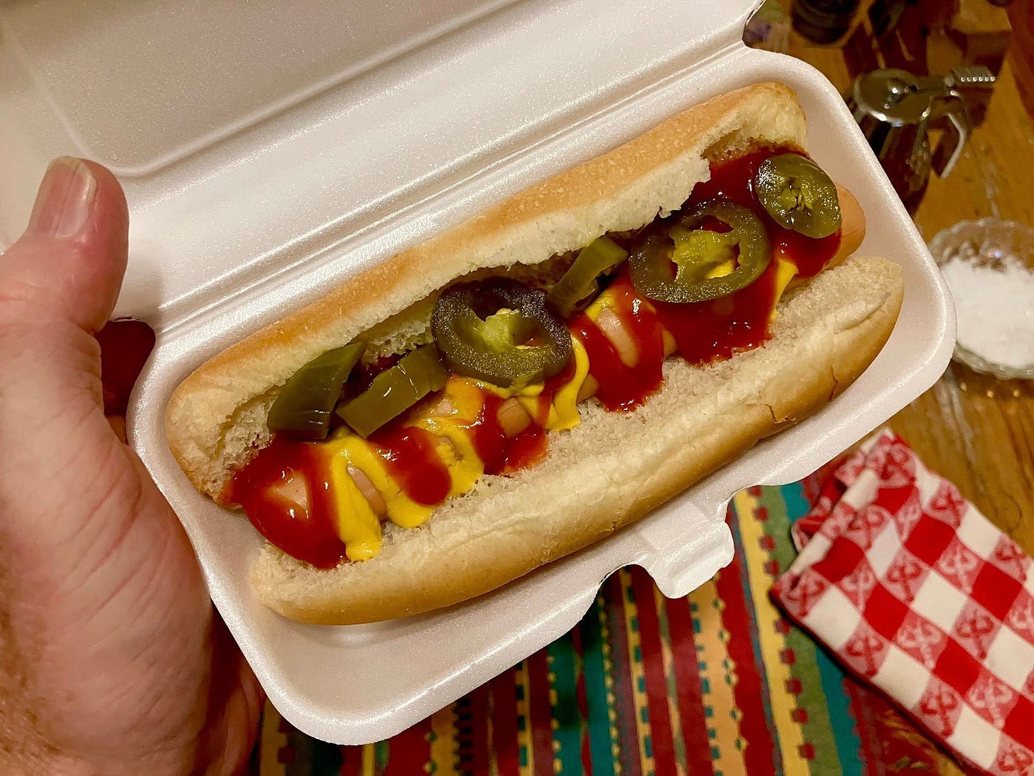 May be an image of hotdog