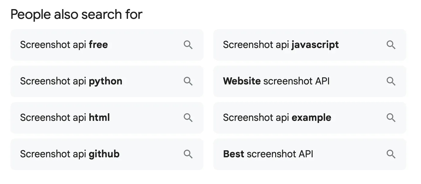 Google: "People also search for"