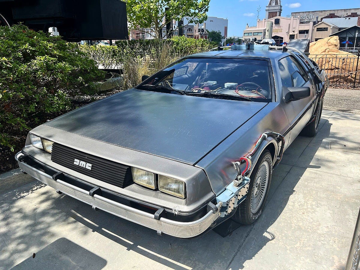 The DeLorean on display at Universal Studios Florida in 2023. Image: Benoit Prieur via Wikimedia Commons The DeLorean on display at Universal Studios Florida in 2023. Image: Benoit Prieur via Wikimedia Commons