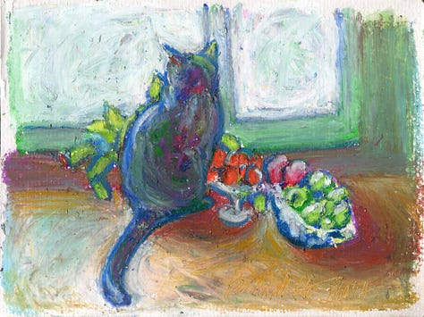 Gallery of "Cats After van Gogh" oil pastel sketches